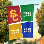 Trojans vs Custom Team House Divided Flag, Custom NCAA Split Team Flag