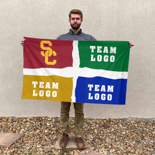 Trojans vs Custom Team House Divided Flag, Custom NCAA Split Team Flag