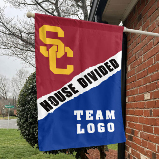 Trojans vs Custom Team House Divided Flag, Custom Rivalry Flag