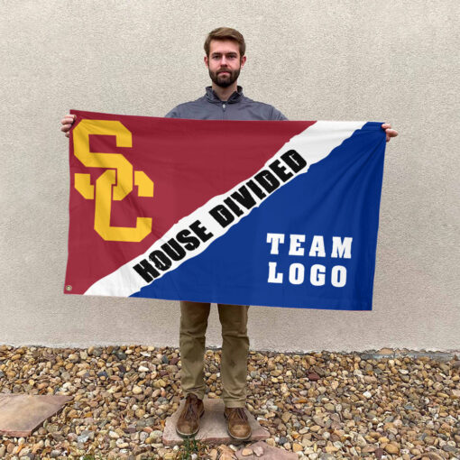Trojans vs Custom Team House Divided Flag, Custom Rivalry Flag