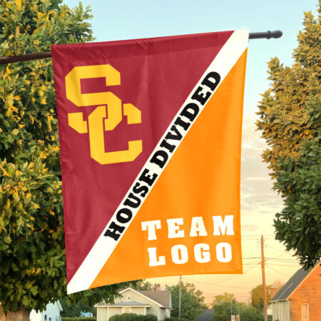 Trojans vs Custom Team House Divided Flag, Custom Split Flag