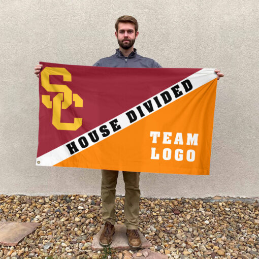 Trojans vs Custom Team House Divided Flag, Custom Split Flag