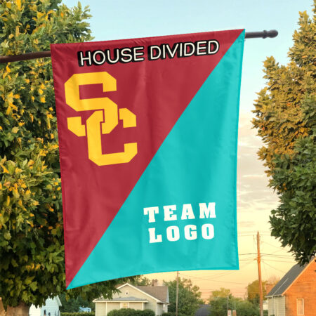 Trojans vs Custom Team House Divided Flag, Custom Team Flag