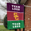 Trojans vs Custom Team House Divided Flag, Custom Two Team Flag