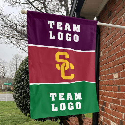 Trojans vs Custom Team House Divided Flag, Custom Two Team Flag