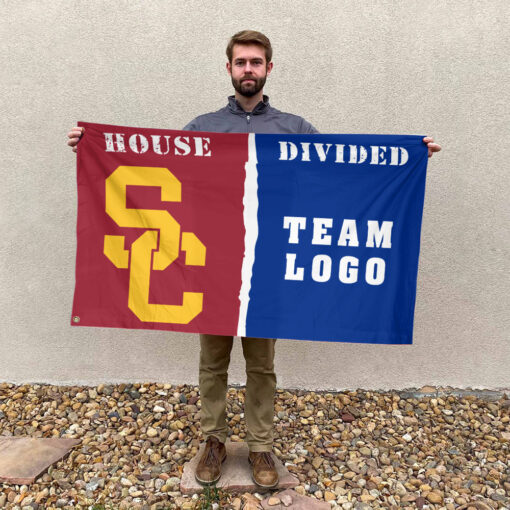 Trojans vs Custom Team House Divided Flag, NCAA College Flag Trojans vs Custom Team House Divided Flag, NCAA College Flag