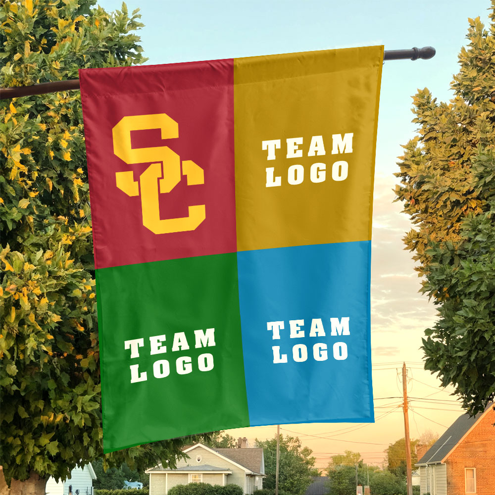 Trojans vs Custom Team House Divided Flag, NCAA College Rivalry Flag Trojans vs Custom Team House Divided Flag, NCAA College Rivalry Flag