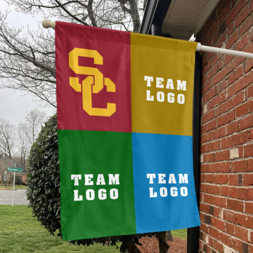 Trojans vs Custom Team House Divided Flag, NCAA College Rivalry Flag Trojans vs Custom Team House Divided Flag, NCAA College Rivalry Flag
