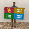 Trojans vs Custom Team House Divided Flag, NCAA College Rivalry Flag 2 Trojans vs Custom Team House Divided Flag, NCAA College Rivalry Flag