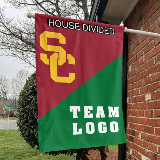 Trojans vs Custom Team House Divided Flag, NCAA Custom Flag Trojans vs Custom Team House Divided Flag, NCAA Custom Flag