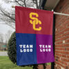 Trojans vs Custom Team House Divided Flag, NCAA Game Day Flag