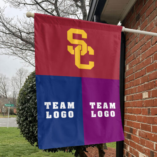 Trojans vs Custom Team House Divided Flag, NCAA Game Day Flag