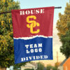 Trojans vs Custom Team House Divided Flag, NCAA House Flag