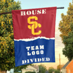 Trojans vs Custom Team House Divided Flag, NCAA House Flag