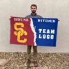 Trojans vs Custom Team House Divided Flag, NCAA House Flag 2 Trojans vs Custom Team House Divided Flag, NCAA House Flag