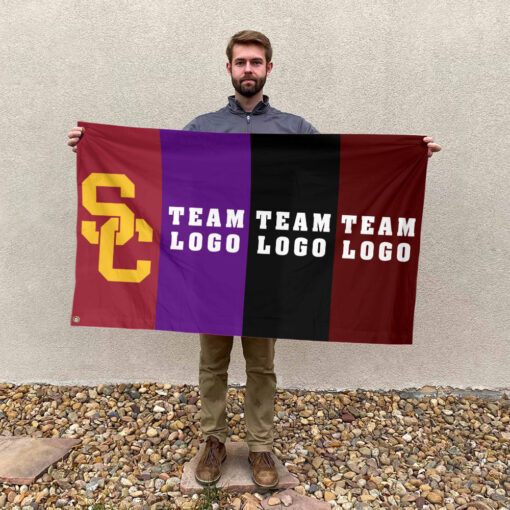Trojans vs Custom Team House Divided Flag, NCAA Rival Flag