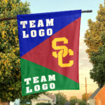 Trojans vs Custom Team House Divided Flag, NCAA Spirit Flag