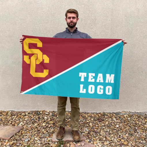 Trojans vs Custom Team House Divided Flag, NCAA Split Flag