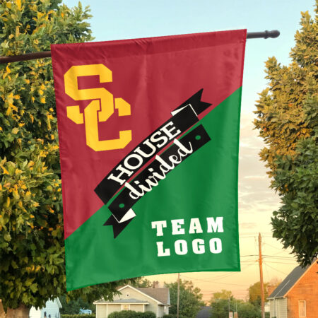Trojans vs Custom Team House Divided Flag, NCAA Team Flag