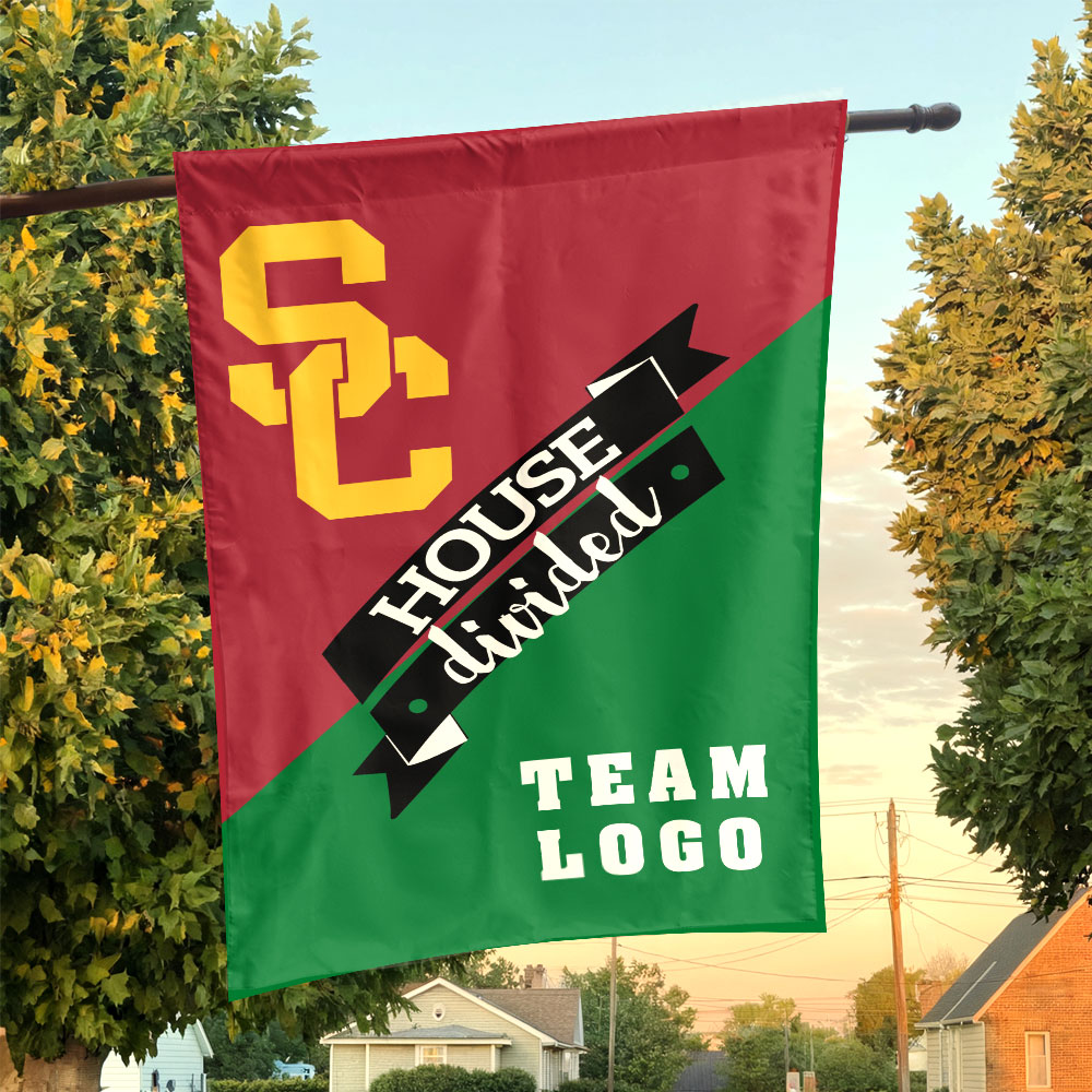 Trojans vs Custom Team House Divided Flag, NCAA Team Flag Trojans vs Custom Team House Divided Flag, NCAA Team Flag