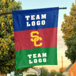 Trojans vs Custom Team House Divided Flag, NCAA Two Team Flag