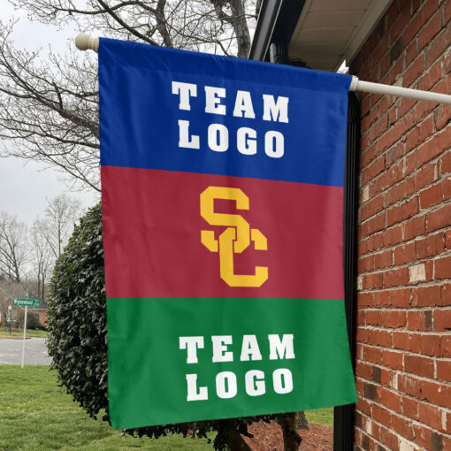 Trojans vs Custom Team House Divided Flag, NCAA Two Team Flag