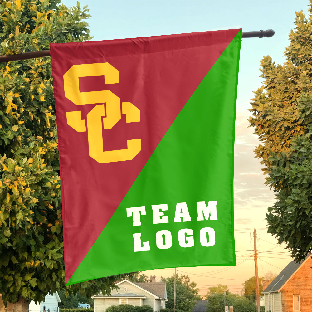 Trojans vs Custom Team House Divided Flag, Personalized College Flag Trojans vs Custom Team House Divided Flag, Personalized College Flag