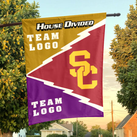 Trojans vs Custom Team House Divided Flag, Personalized Spirit Flag