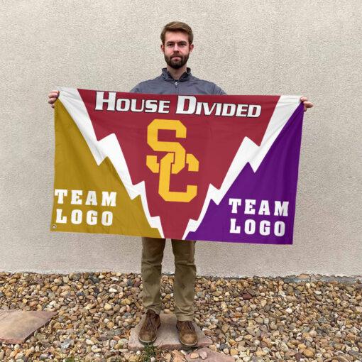 Trojans vs Custom Team House Divided Flag, Personalized Spirit Flag Trojans vs Custom Team House Divided Flag, Personalized Spirit Flag