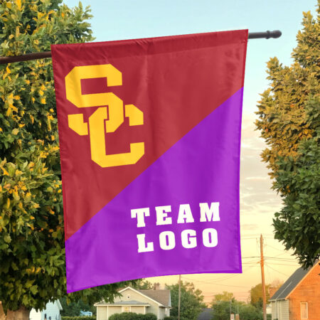 Trojans vs Custom Team House Divided Flag, Personalized Team Flag