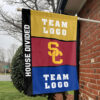 Trojans vs Custom Team House Divided Flag, Personalized Two Team Flag 1 Trojans vs Custom Team House Divided Flag, Personalized Two Team Flag