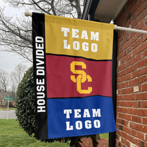 Trojans vs Custom Team House Divided Flag, Personalized Two Team Flag Trojans vs Custom Team House Divided Flag, Personalized Two Team Flag