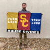 Trojans vs Custom Team House Divided Flag, Personalized Two Team Flag 2 Trojans vs Custom Team House Divided Flag, Personalized Two Team Flag