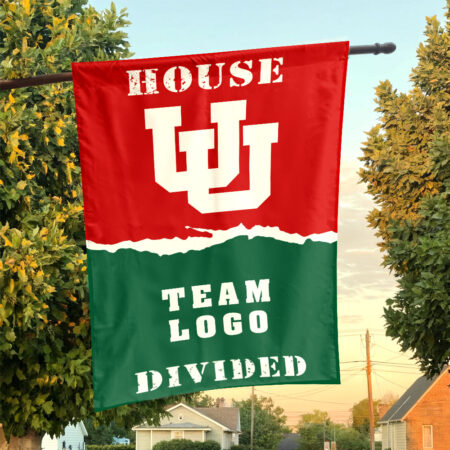 Utes vs Custom Team House Divided Flag, NCAA House Flag