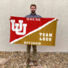 Utes vs Custom Team House Divided Flag, NCAA Rivalry Flag