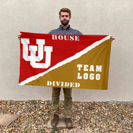 Utes vs Custom Team House Divided Flag, NCAA Rivalry Flag