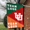 Utes vs Custom Team House Divided Flag, NCAA Spirit Flag