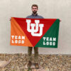 Utes vs Custom Team House Divided Flag, NCAA Spirit Flag