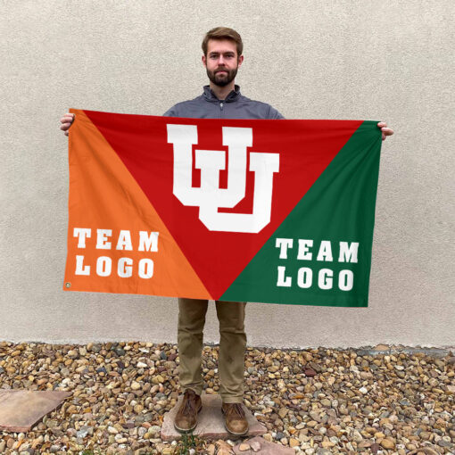 Utes vs Custom Team House Divided Flag, NCAA Spirit Flag