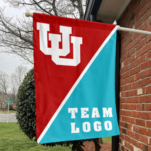 Utes vs Custom Team House Divided Flag, NCAA Split Flag