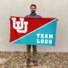 Utes vs Custom Team House Divided Flag, NCAA Split Flag