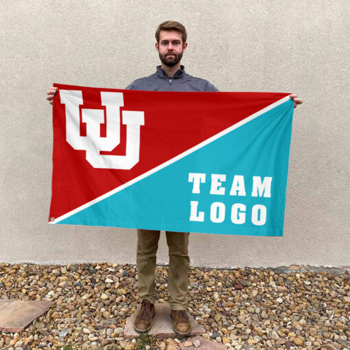 Utes vs Custom Team House Divided Flag, NCAA Split Flag