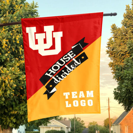 Utes vs Custom Team House Divided Flag, NCAA Team Flag