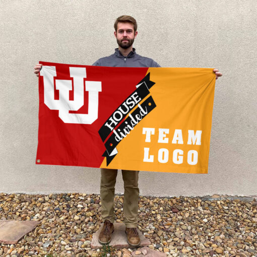 Utes vs Custom Team House Divided Flag, NCAA Team Flag