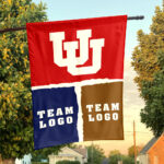 Utes vs Custom Team House Divided Flag, NCAA Two Team Flag