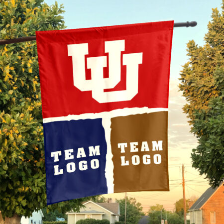 Utes vs Custom Team House Divided Flag, NCAA Two Team Flag