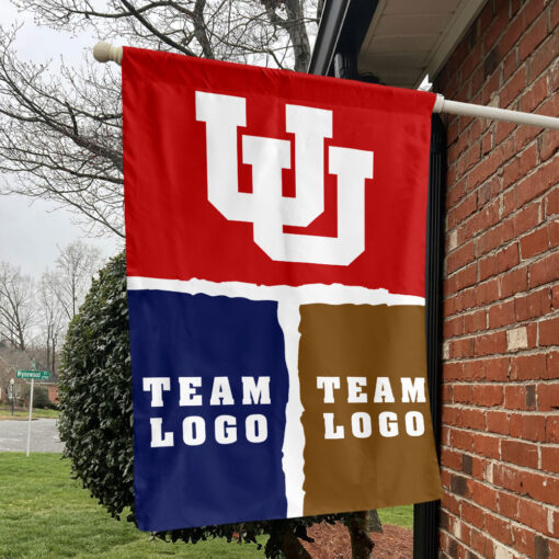 Utes vs Custom Team House Divided Flag, NCAA Two Team Flag