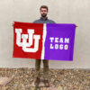 Utes vs Custom Team House Divided Flag, Personalized NCAA Flag