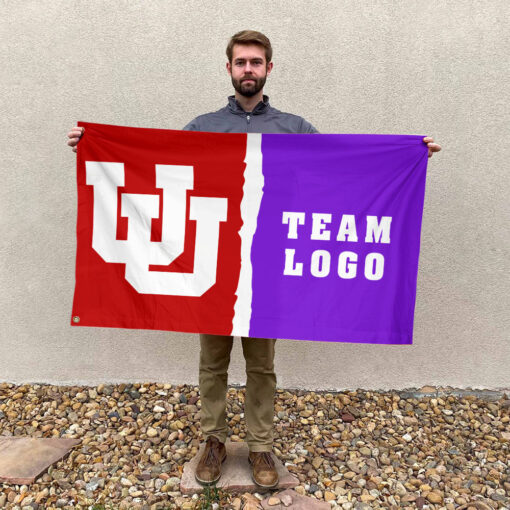 Utes vs Custom Team House Divided Flag, Personalized NCAA Flag