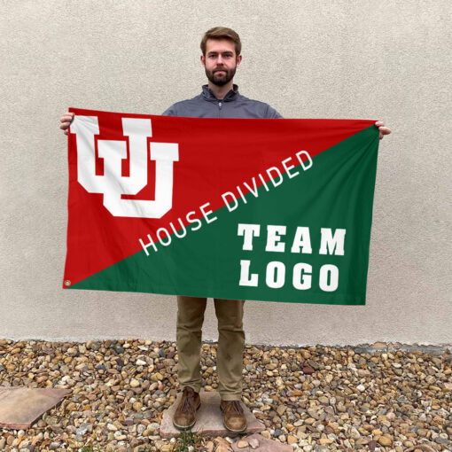 Utes vs Custom Team House Divided Flag, Personalized Split Flag